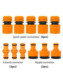 12pcs Garden Hose Quick Connector, Nipple Adapter & Hose Connection Head, Extension Joiner Combination, Fits 1/2 Inch Soft Hoses
