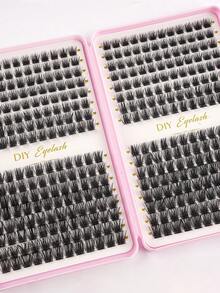 384/120pcs Individual False Eyelashes, Eyelash Book, Cluster False Eyelashes, DIY Lash Extension At Home, Cluster False Eyelashes, Makeup - Black - View 3