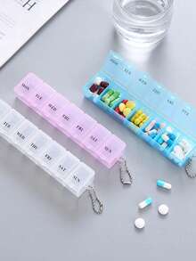 Medicine Box 7 Days A Week, Portable Mini Large Capacity English Seven Compartment Medicine Box, Medicine Storage Box - Mini Portable Rectangular Medicine Box Storage Box - View 9