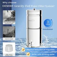 Gravity Water Filter System, 2.25G Berkey Stainless Steel Countertop System Water Purifier With Stand, Reduce 99% Chlorine For Home Camping Backpacking RVing, 2 Carbon And 2 Fluoride Filters