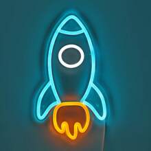 1pc Space-Themed Rocket Neon Sign - Vibrant LED Wall Art With Planets & Stars, USB-Powered Wall-Mounted Decor For Home, Bar, Bedroom, Office, Gaming Room, For Man Cave - Unique Sci-Fi Gift, 16.7cm X 29cm, Space Room Decor