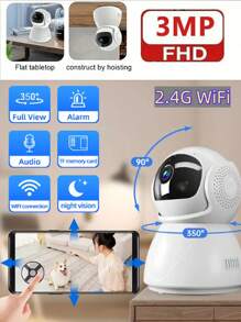 Caméra de surveillance de  intelligente HD 3MP, caméra WIFI sans fil 2,4 G, babyphone intelligent, suivi automatique, accès à distance mobile, audio bidirectionnel, vision nocturne infrarouge. Caméra de  IP sans fil intérieure pour la maison, les bébés, les personnes âgées et les animaux de compagnie. Prend en charge le stockage dans le cloud et la carte TF (non incluse), alimentée par câble USB