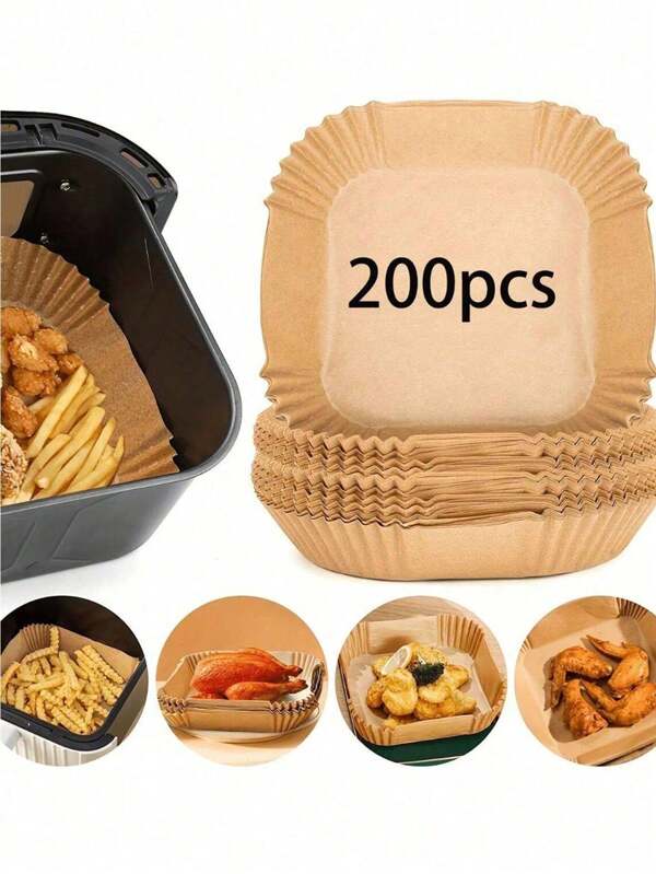 50/100/200 pièces, Doublures jetables pour friteuse à air (16 cm/20 cm), Pots de doublure en papier pour friteuse à air, Bols de panier en papier, Plaques de cuisson, Accessoires de four, Ustensiles de cuisson, Gadgets de cuisine, Accessoires de cuisine