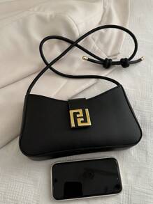 Bolso de hombro en forma de media luna elegante para mujeres, moda casual elegante, bolso de sobaco de unicolor