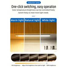 NBBUFF LED 运动传感器灯，3 种可调颜色，适用于橱柜、衣柜、台面照明、带 USB 充电的无线厨房夜灯、适用于衣柜、楼梯、走廊的电池供电灯，可作为节日装饰的即时照明 - 3000k/4000k/6000k - 查看 6