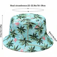 Unisex Reversible Bucket Hat For Beach And Fishing - Coconut Flamingo Green - View 10