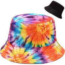 Unisex Reversible Bucket Hat For Beach And Fishing - 彩色紮染 3 - 查看 1