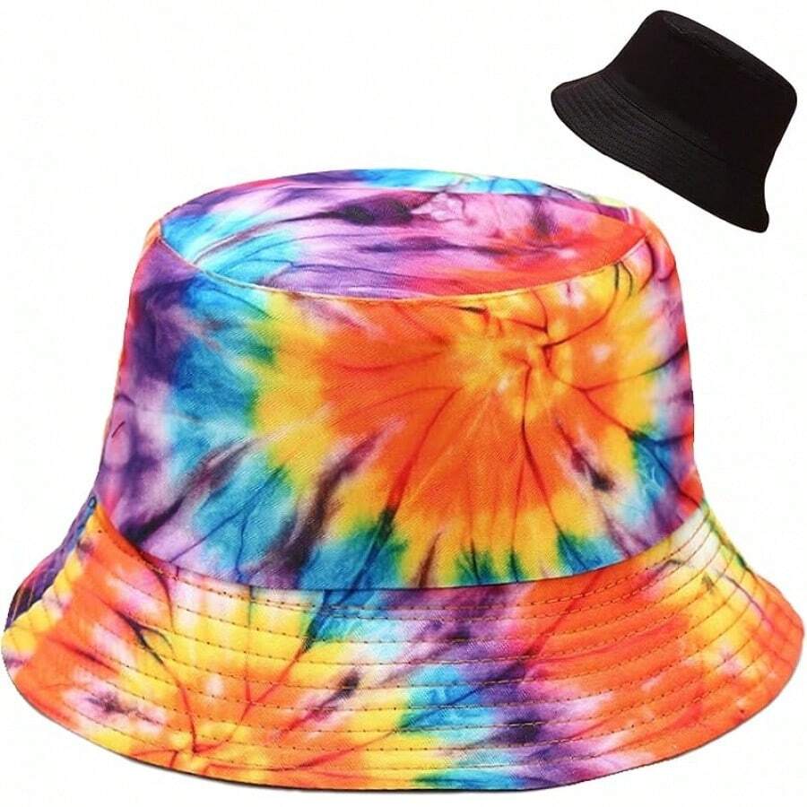 Unisex Reversible Bucket Hat For Beach And Fishing - 彩色紮染 3 - 查看 1