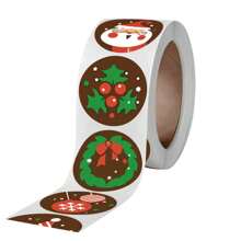 1/2/3 piezas 1 rollo de 500 hojas de pegatinas navideñas, etiquetas autoadhesivas circulares de 1 pulgada, utilizadas para embalaje de regalos DIY, horneado y decoración, pegatinas de sellado de cajas, pegatinas de sellado de embalaje, etiquetas de decoración de cajas de regalo y bolsas de embalaje, pegatinas de sellado, decoración de fiestas navideñas - 8 estilos únicos de pegatinas navideñas mixtas Navidad Decoraciones navideñas Pijamas navideños Regalos de Navidad Decoración navideña