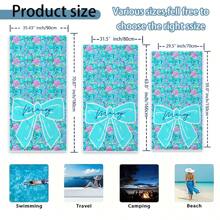 1 件个性化文字定制沙滩巾，超强吸水游泳巾，舒适沙滩巾，时尚泳池巾，优雅瑜伽垫，沙滩配件，节日必备礼物，有不同尺寸可供选择，适合游泳、露营和旅行