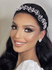 1 件手工制作的优雅新娘头带发饰，带水钻，适合新娘和伴娘 - A - 查看 3