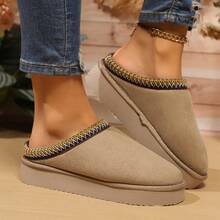 Zapatillas bajas interiores cómodas para mujer, zapatos de invierno cálidos - Beis - Ver 3