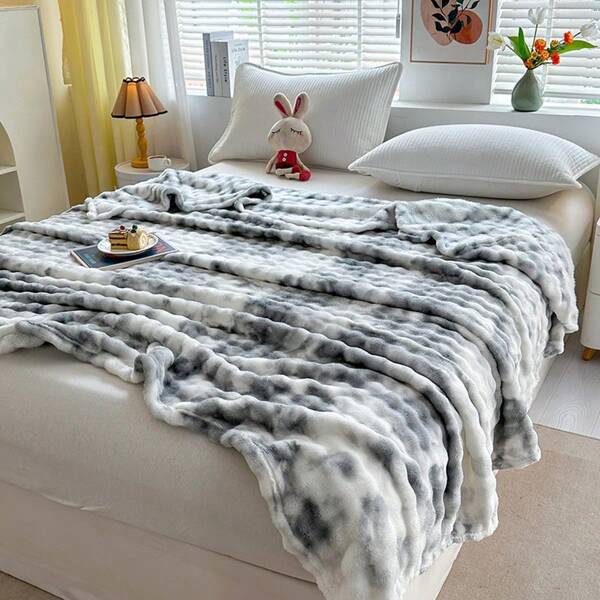 1pc Plush Fleece Blanket, Warm Bubble Fluffy Blanket, Air Conditioning Blanket, Casual Office Nap Blanket, Sofa Blanket, Halloween Fluffy Blanket, Shawl Blanket, Christmas & Thanksgiving
