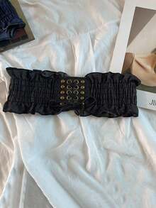 1pc New Denim Elastic Waist Belt, Adjustable Waist Cincher For Dresses, Versatile Women Waist Band Fall, Autumn, Halloween