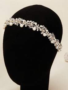 1件手工梅花造型新娘发箍，经典婚礼发饰，女士情人节配饰 - 銀色 - 查看 6