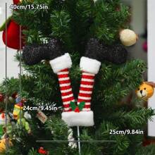 1pc Christmas Elf Leg Branch Inserts, Christmas Tree Ornament Decorations, Santa Claus And Christmas Elf Figurine Leg Car Charms Christmas Tree Decoration Christmas Party Supplies