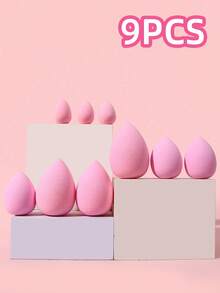 BATENG 9 قطع مجموعة إسفنجة مكياج قطرة مائية وردية - 3 أحجام خالية من اللاتكس لأساس المكياج والكونسيلر والكريم والبودرة - إسفنجات قابلة لإعادة الاستخدام ناعمة للتطبيق الأملس والخالي من التجاعيد - استخدام مزدوج جاف ورطب، مناسبة لجميع أنواع البشرة، للمبتدئين والمحترفين، مكياج، رخيص، ديكور الغرفة، مكياج، السفر، غرفة النوم، اكسسوارات المكياج، وسادة، خلاط المكياج، وسادة البودرة، إسفنجة المكياج، رخيصة، هدايا عيد الميلاد، أدوات المكياج، أشياء رخيصة، هدايا، هدايا للنساء، هدايا عيد الميلاد