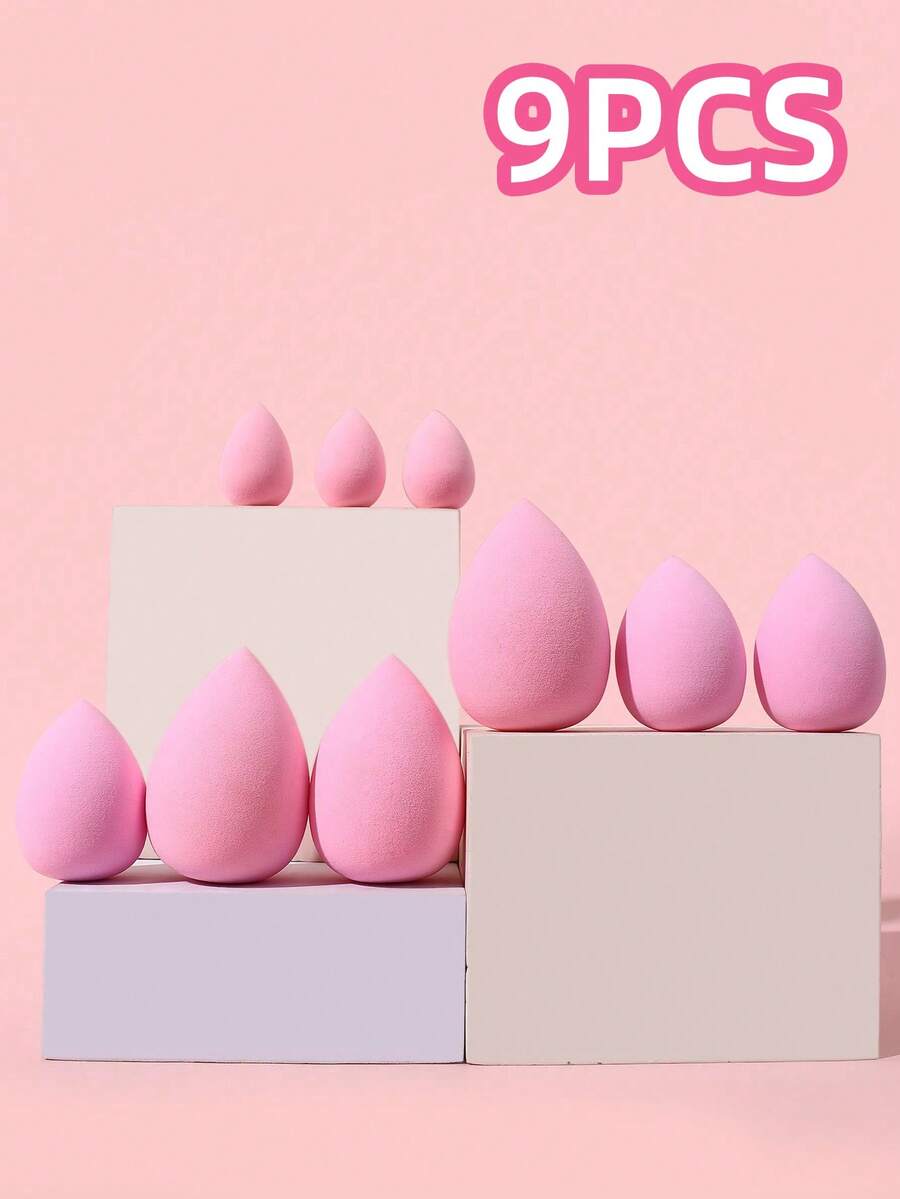 BATENG 9 قطع مجموعة إسفنجة مكياج قطرة مائية وردية - 3 أحجام خالية من اللاتكس لأساس المكياج والكونسيلر والكريم والبودرة - إسفنجات قابلة لإعادة الاستخدام ناعمة للتطبيق الأملس والخالي من التجاعيد - استخدام مزدوج جاف ورطب، مناسبة لجميع أنواع البشرة، للمبتدئين والمحترفين، مكياج، رخيص، ديكور الغرفة، مكياج، السفر، غرفة النوم، اكسسوارات المكياج، وسادة، خلاط المكياج، وسادة البودرة، إسفنجة المكياج، رخيصة، هدايا عيد الميلاد، أدوات المكياج، أشياء رخيصة، هدايا، هدايا للنساء، هدايا عيد الميلاد