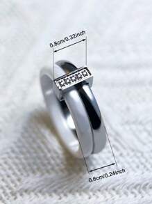 Xinguo 1 peça de joias elegantes, cerâmica branca, aço inoxidável, anéis de zircônia cúbica para mulheres, festa de casamento, caixa de presente para namoro