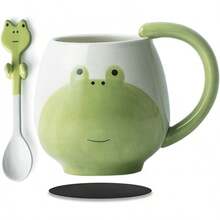 Cute Panda Coffe Mugs Gift With Lid & Spoon Panda Print Stuff Kitchen Decor 400ml Kawaii Ceramic Tea Coffee Cup 3D Animal Mug Birthday Gifts For Women Men Girls Pandas Lovers - Cute Frog Coffee Mug - View 2