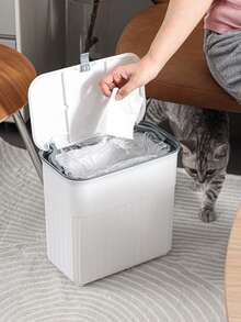 Living And Home Multi-Mount Kitchen Trash Bin (Space-Saving/Complete Set) With Hanging & Wall Hooks - White 26.5cm W X 16cm D X 27.5cm H - View 2