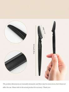 12 件黑色眉毛剃须刀和剃须刀套装，带精密保护盒的眉毛修剪器和剃须刀，去角质和体毛脱毛工具，带长柄刀片的面部和眉毛剃须套装，适合日常使用或旅行 - 黑色 - 查看 8