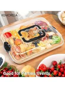 KEMORELA KEMORELA Platou portabil pentru mezeluri din bambus cu capac și mâner – Set complet de platouri pentru brânzeturi cu 4 ustensile din oțel inoxidabil – Design potrivit pentru călătorii, picnicuri, petreceri și cadouri – Tavă elegantă de servire neagră – Perfectă pentru nunți și petreceri de casă nouă