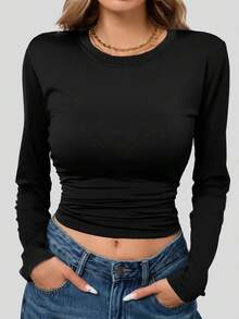 3pcs/Set Autumn/Winter Thickened Round Neck Long Sleeve Slim Fit Base Layer - Multicolor - View 4
