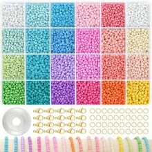 Juego de hacer pulseras con cuentas de vidrio de 24 colores, adecuado para niñas y adultos, set de pulseras de la amistad con cuentas con letras, para manualidades y regalos DIY