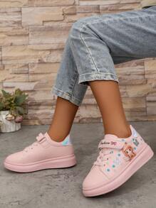 1 Pair Girls White Shoes, New Autumn/Winter 2025 Arrivals, Anti-Slip Casual Sneakers For Kids, Soft Sole