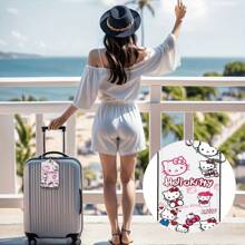 Sanrio Sanrio, Luggage Tag PU Leather Tag Suitcase Consignment Tag Hello Kitty Cat Travel Essentials Travel Accessories Vacation Summer Holiday Back To School Women Mini Travel Products