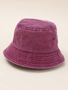 1pc Unisex Vintage Washed Bucket Hat, Plain Color Casual Sun Hat Suitable For Hiking & Vacation - Hat - View 9