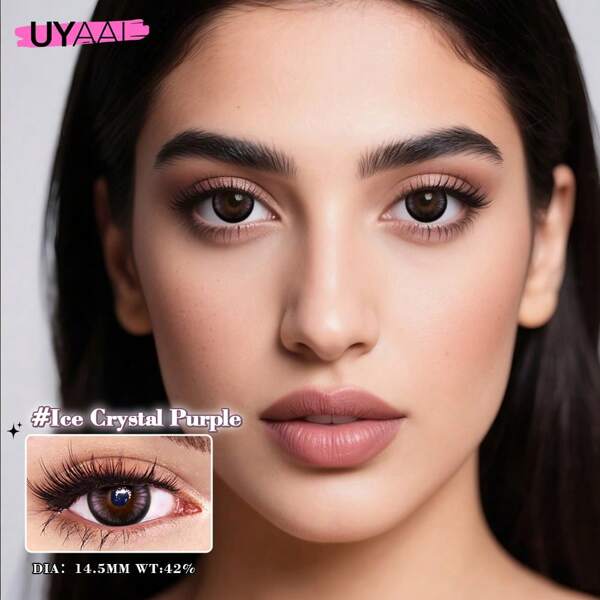 UYAAI 1 paire/2 pièces Lentilles de contact colorées UYAAI pour les yeux. Lentilles de contact colorées jetables annuelles agrandissantes naturelles pour une beauté à la mode, pour le rencard ou le port quotidien, la fête