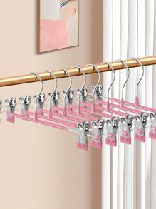 25 Pack Pants & Skirt Hangers With Clips, Metal Non-Slip Pants Hangers For Jeans Clothes Hangers, Ladies Shorts Hangers, Space Saving Clothing Hangers, Suitable For Adults, Men, Women,
