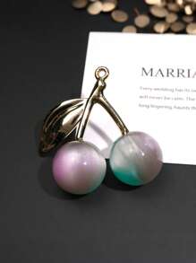 2pcs/Set New Dual-Color Aurora Starry Sky Golden Cherry Pendant With Hole, Acrylic Jewelry Decoration, Necklace, Keychain Accessory