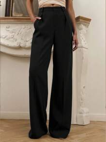 Pantalon droit noir unicolore, élégant et décontracté, idéal pour le bureau et les déplacements. Convient à une utilisation quotidienne, pour le trajet et le bureau.