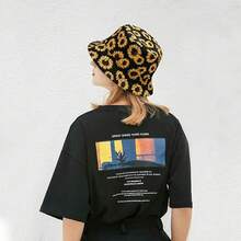 Unisex Reversible Bucket Hat For Beach And Fishing - 向日葵黑色 - 查看 2