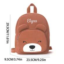 Custom Embroidered Corduroy Animal Backpack With Personalized Name, Cute Fox And Bear Design, Lightweight Large Capacity Casual Daypack, Laptop Backpack For Work, School, Commuting, Travel, Outdoor, Versatile Gift For Women, Teens, Friends, Birthday, Holidays, All-Purpose, Large Capacity, Versatile - Multicolor - View 18