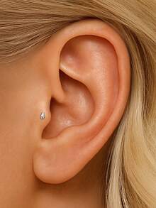EleRunis 1 đôi bông tai bạc 925 mạ vàng 18K, kiểu cài móng vuốt, thích hợp cho xỏ khuyên xương tai/sụn tai/xoắn tai, trang sức ít gây dị ứng, phù hợp cho phụ nữ và bé gái đeo hàng ngày, dự đám cưới, tiệc tùng, lễ đính hôn. - Bạc - Xem 5