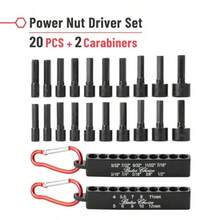 Set de 20 piezas de destornilladores de tuercas métricos y SAE con vástago hexagonal de 1/4" para impacto - como en la foto - Ver 3