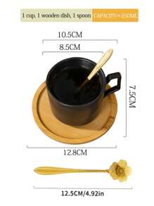 1 Juego de Tazas de Café - 4 Tazas, 4 Platillos, 4 Cucharas con Soporte de Metal / 1 Juego de Tazas de Café - 1 Taza, 1 Platillo, 1 Cuchara, Capacidad ≈ 250ml, Material Cerámico, Disponible en Blanco/Negro/Verde, Taza de Café para Cappuccino Latte Art, Taza de Té, Apta para Té, Café, Cereales, Chocolate Caliente, Incluye Cuchara y Bandeja de Madera, Juego de Tazas de Café, Juego de Tazas de Cerámica, Ideal para Restaurantes, Cafeterías, Hogar y Oficina, Gran Regalo para Familia, Amigos y Seres Queridos.