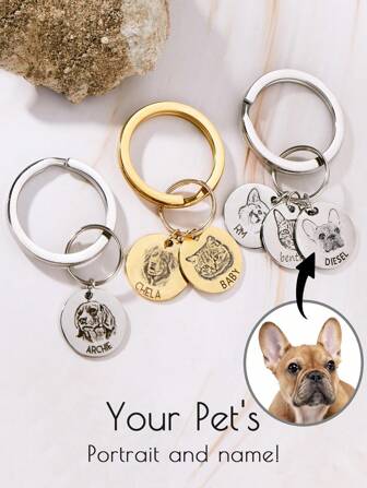 Unique Custom Dog Keychain, Personalized Portrait From Photo, Pet Memorial Gift For Dad Or Mom, Cat Key Chain, Pet Keychain,Personalized Puppy Picture Decoration, Personalized Portrait Customization, Valentine's Day Gift, Custom Dog Decoration,Festive Calendar