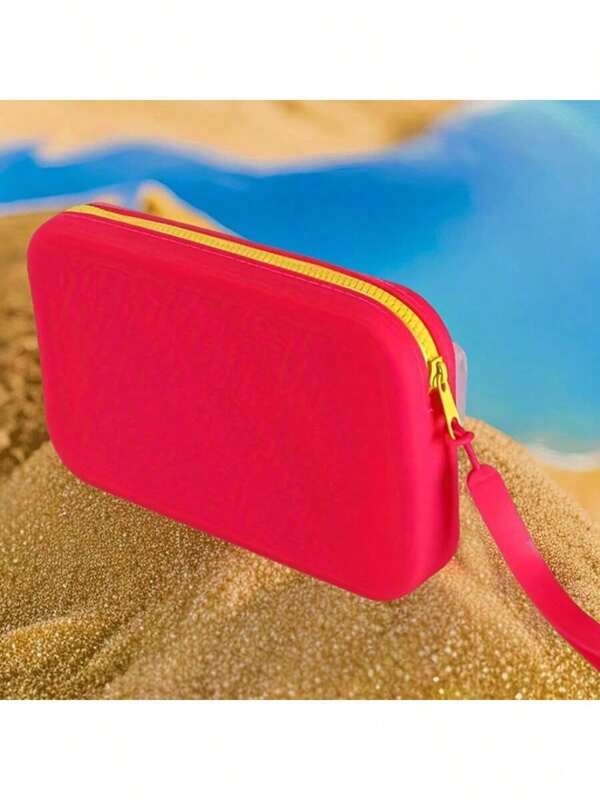 14 colores disponibles, bolsa de cosméticos de silicona lavable de gran capacidad, bolsa de playa, organizador de maquillaje, clutch de playa