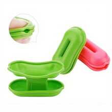 2 件耳机线绕线器和充电器线收纳盒 - 柔软防尘塑料，小巧 6.8x3.5x2.5 厘米，颜色随机，防止耳机、手机、平板电脑缠绕，花生壳形状，软塑料材质，防尘罩