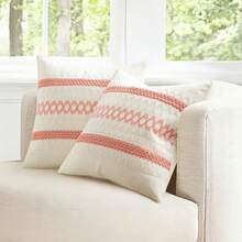 1pc Bohemian Farmhouse Decorative Pillow Case, Sofa Bed Living Room Home Decor - Coral Red - View 6