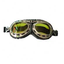 1pc Vintage Windproof Dustproof Cycling Goggles, Black Copper Silver Frame, Motorcycle Helmet Decorative Outdoor Riding Glasses