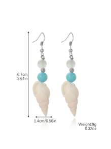 Natural Seashell Pearl Beaded Earrings - Bohemian Ocean Beach Vacation Jewelry, Colorful Statement Dangle Earrings For Women