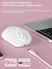 無聲無線滑鼠，支援手機、平板、筆記本電腦，Type-C充電，w无線2.4g USB接收器