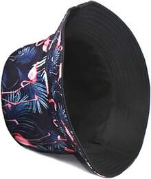 Unisex Reversible Bucket Hat For Beach And Fishing - Flamingo Black - View 8