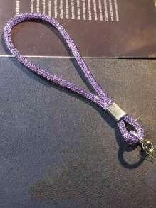 1 قطعة سلسلة معصم مرصعة بالراين كريستال، ديكور علوي فاخر مرصع بالراين، حزام هاتف قصير عصري، سلسلة كاميرا مضادة للفقد